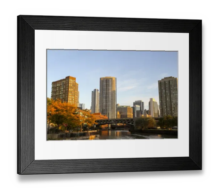 Framed Print : An autumn view from the Chicago River, Chicago, Illinois, United States