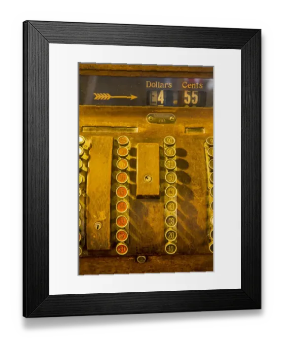Framed Print : Old cash register decor at the historic Story Inn in autumn in Story, Indiana, USA Framed Print : Old cash register decor at the historic Story Inn in autumn in Story, Indiana, USA