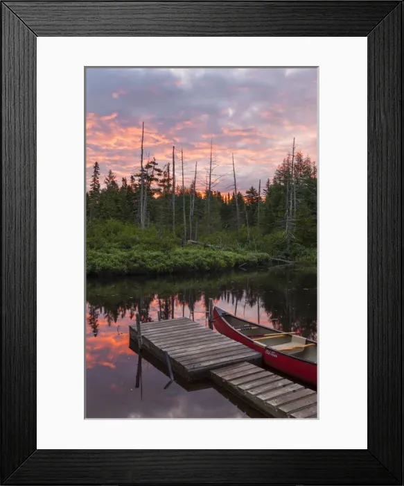 Framed Print : Canoe next to the Cold Stream deadwater above Upper Cold Stream Falls Framed Print : Canoe next to the Cold Stream deadwater above Upper Cold Stream Falls