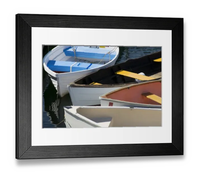 Framed Print : Maine, Rockland. Colorful row boats in Rockland marina Framed Print : Maine, Rockland. Colorful row boats in Rockland marina