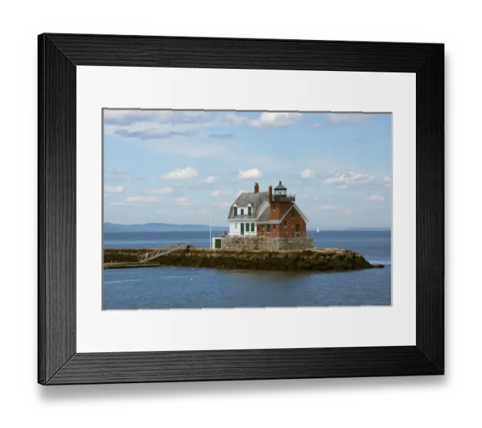 Framed Print : Maine, Rockland, Penobscot Bay. Historic Rockland Breakwater Light, c. 1902