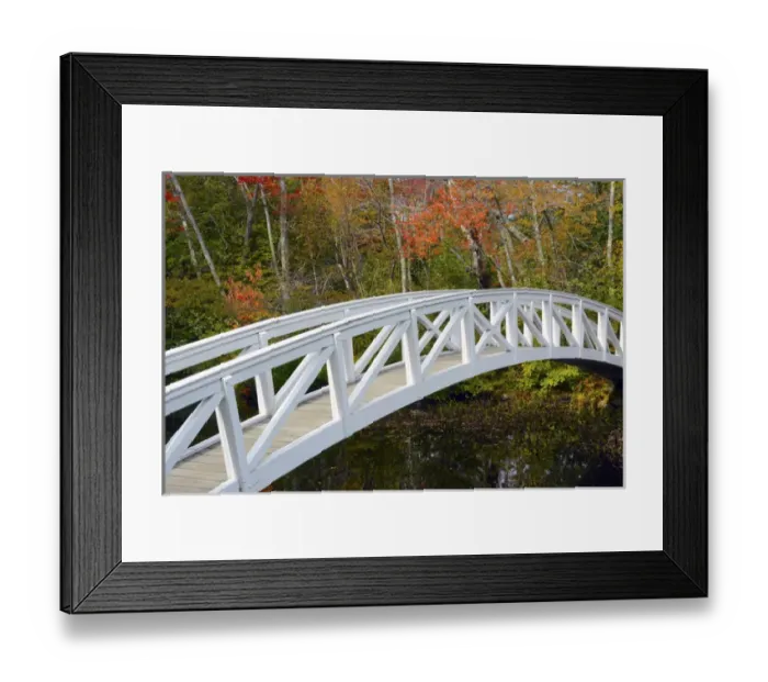 Framed Print : White Footbridge, Autumn, Somesville, Mount Desert Island, Maine, USA Framed Print : White Footbridge, Autumn, Somesville, Mount Desert Island, Maine, USA