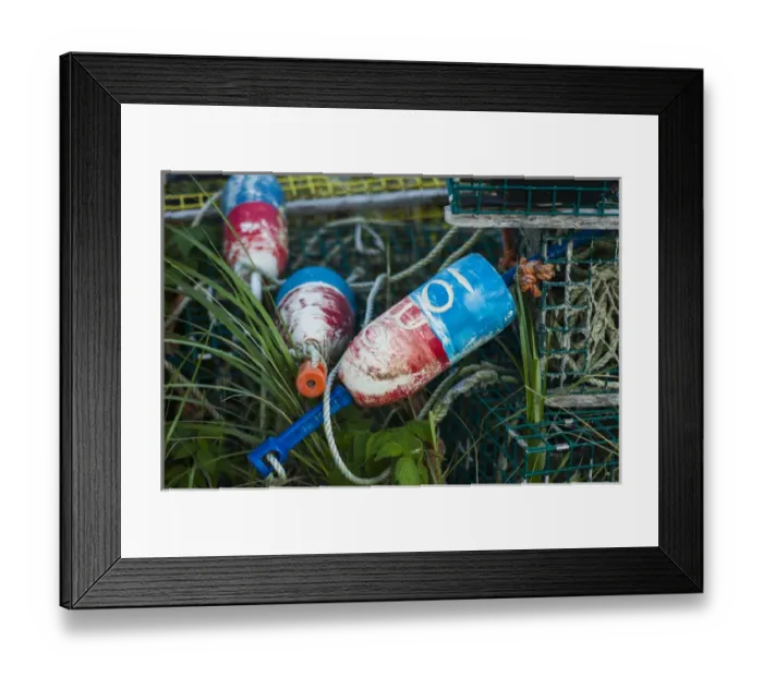 Framed Print : USA, Massachusetts, Rockport, Long Beach, lobster buoys