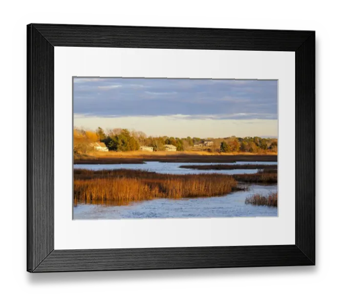 Framed Print : A winter view of wetlands in Barnstable, Cape Cod, Massachusetts, USA, North America