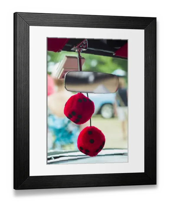 Framed Print : USA, Massachusetts, Cape Ann, Gloucester, Antique Car Show, 1950s-era, fuzzy dice