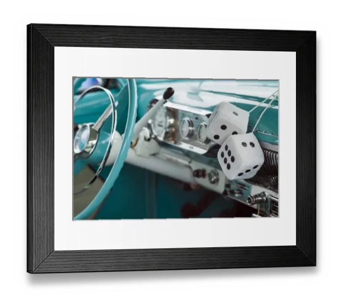 Framed Print : USA, Massachusetts, Cape Ann, Gloucester, Antique Car Show, 1950s-era, fuzzy dice Framed Print : USA, Massachusetts, Cape Ann, Gloucester, Antique Car Show, 1950s-era, fuzzy dice