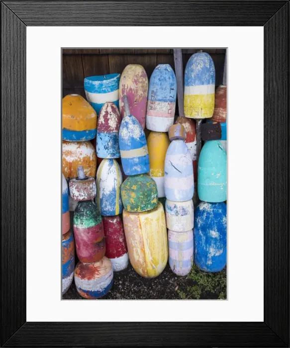 Framed Print : USA, Massachusetts, Cape Ann, Rockport, lobster buoys Framed Print : USA, Massachusetts, Cape Ann, Rockport, lobster buoys
