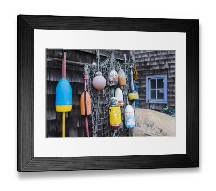 Framed Print : USA, Massachusetts, Cape Ann, Rockport, lobster buoys Framed Print : USA, Massachusetts, Cape Ann, Rockport, lobster buoys