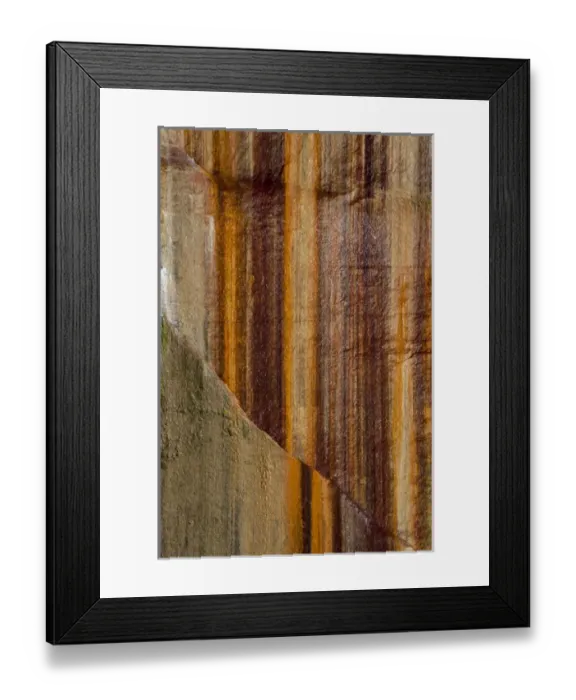 Framed Print : North America, USA, Michigan. Mineral seep wall detail along shore of Lake Superior