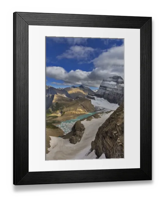 Framed Print : Looking down at Grinnell Glacier in Glacier National Park, Montana, USA