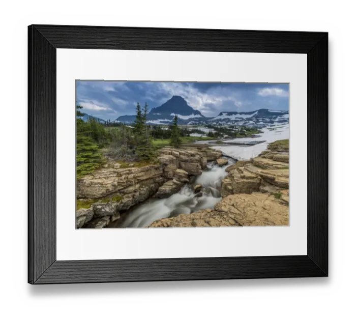 Framed Print : Snowmelt stream in Glacier National Park, Montana