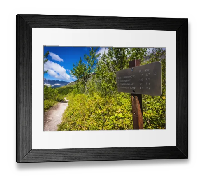Framed Print : Iceberg Lake trail sign, Many Glacier, Glacier National Park, Montana USA Framed Print : Iceberg Lake trail sign, Many Glacier, Glacier National Park, Montana USA