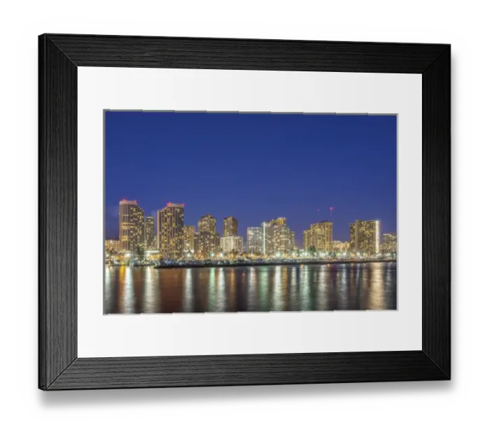 Framed Print : Hawaii, Honolulu, Twilight Waikiki Skyline Framed Print : Hawaii, Honolulu, Twilight Waikiki Skyline