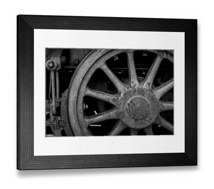 Framed Print : USA, Nevada, Ely. Black & White of train wheel Framed Print : USA, Nevada, Ely. Black & White of train wheel