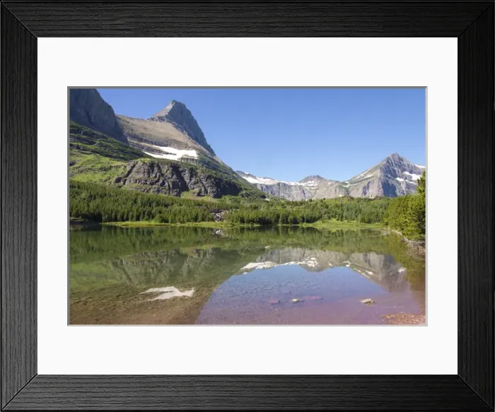 Framed Print : US, MT, Glacier NP. Glass calm on Fishercap Lake in the Many Glacier area Framed Print : US, MT, Glacier NP. Glass calm on Fishercap Lake in the Many Glacier area