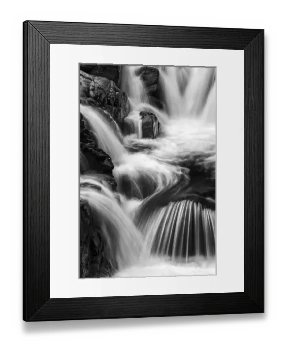 Framed Print : North America, USA, New Hampshire. Black and White image of small waterfall on Framed Print : North America, USA, New Hampshire. Black and White image of small waterfall on