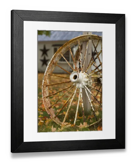 Framed Print : USA, New Hampshire, Lake Winnipesaukee Region, Moultonborough, old wagon wheel Framed Print : USA, New Hampshire, Lake Winnipesaukee Region, Moultonborough, old wagon wheel
