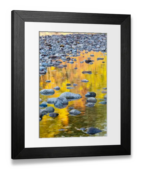 Framed Print : Fall colors reflect in the Saco River in Bartlett, New Hampshire. White Mountains