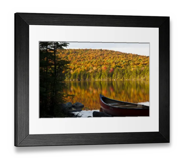 Framed Print : A canoe on the shoreline of Pond of Safety in the Randolph Community Forest Framed Print : A canoe on the shoreline of Pond of Safety in the Randolph Community Forest