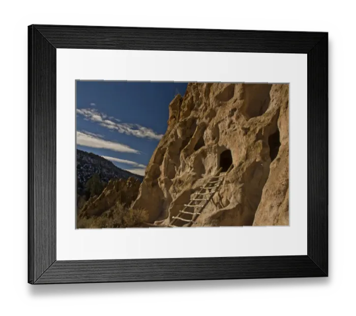Framed Print : Ancient Pueblo, reconstructed ladder, Bandelier National Monument, New Mexico, USA