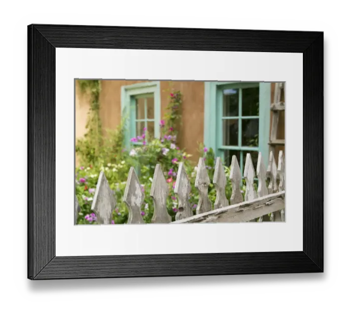 Framed Print : Looking into a garden of a house, Taos, New Mexico, USA. Classic NM architecture Framed Print : Looking into a garden of a house, Taos, New Mexico, USA. Classic NM architecture