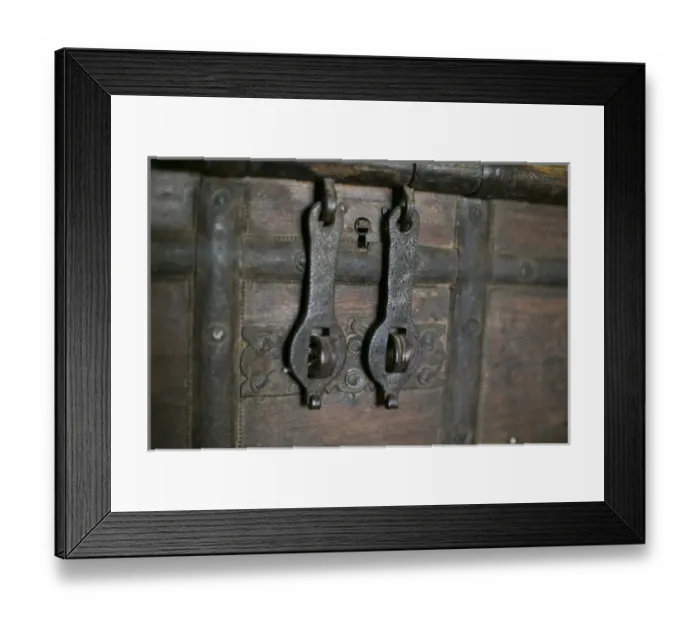 Framed Print : Close up of an antique wooden chest hardwear, Taos, New Mexico, USA Framed Print : Close up of an antique wooden chest hardwear, Taos, New Mexico, USA
