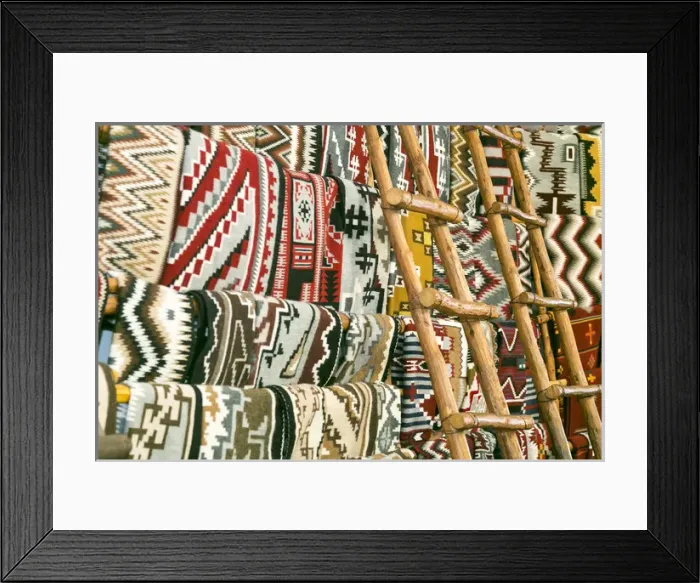 Framed Print : Native American rugs. Albuqueruqe, New Mexico, USA. Central Ave, Route 66