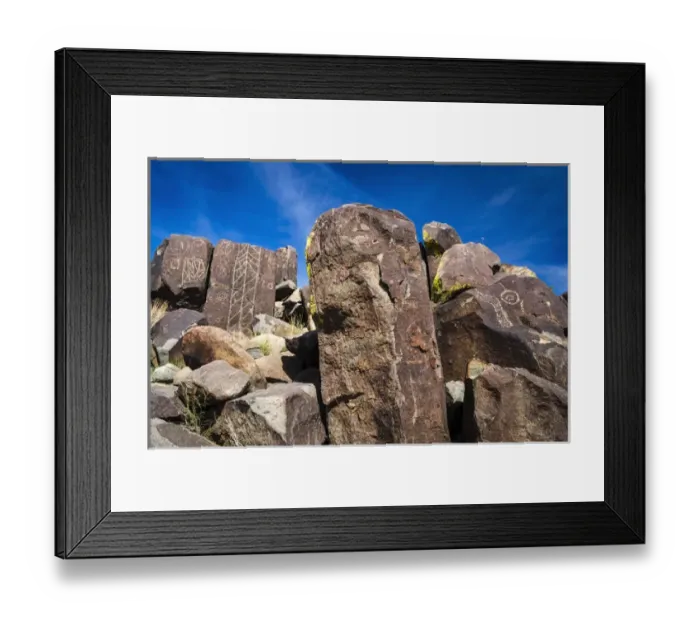 Framed Print : Petroglyphs at Three Rivers Petroglyph Site, Three Rivers, New Mexico USA