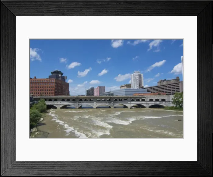 Framed Print : Rochester New York NY downtown city beautiful Genessee River and downtown skyline