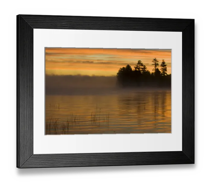 Framed Print : USA, New York, Adirondack Mountains. Racquette Lake at sunrise