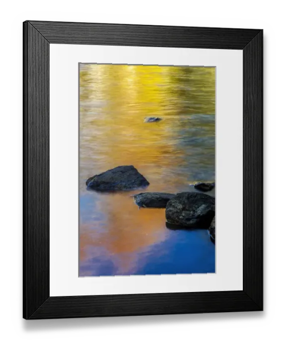 Framed Print : USA, New York, Adirondack Mountains. Autumn reflection at Buttermilk Falls. Credit as