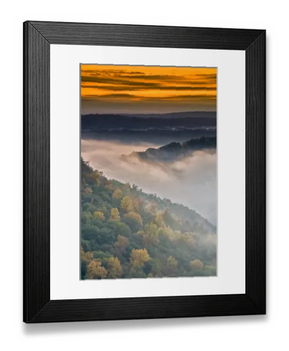 Framed Print : USA, New York, Letchworth State Park. Foggy landscape at sunrise Framed Print : USA, New York, Letchworth State Park. Foggy landscape at sunrise