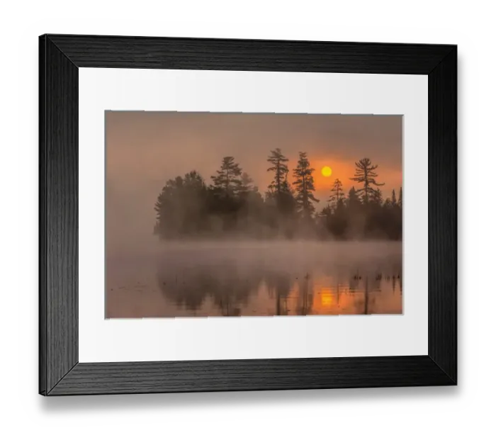 Framed Print : USA, New York, Adirondack Mountains. Sunset on Raquette Lake