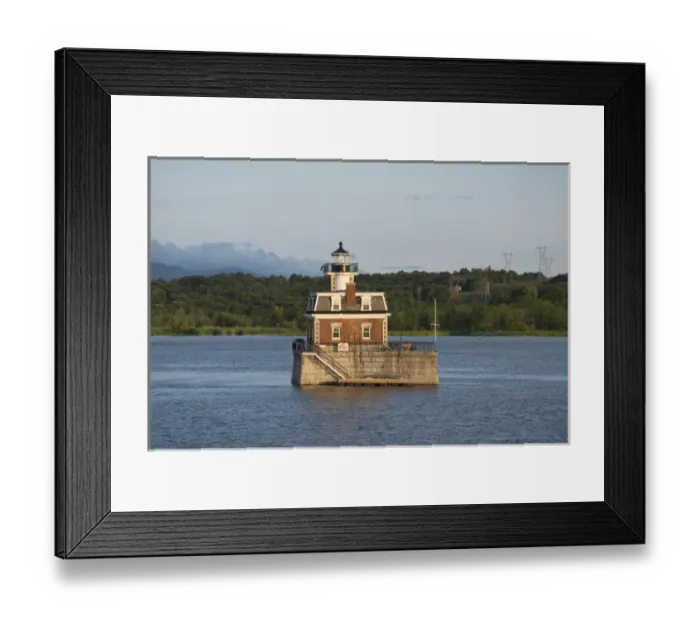 Framed Print : New York, Hudson River between Kingston and Troy. Historic Hudson-Athens Lighthouse