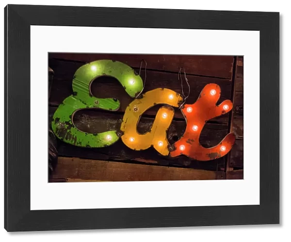 Colorful Eat Antique sign, New York City, New York, USA