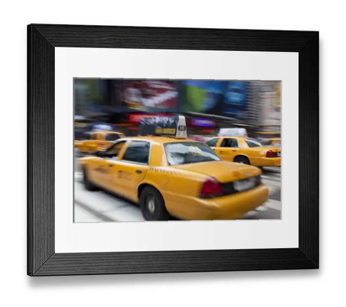 Framed Print : Yellow taxi Cabs, just off Times Square, Manhattan, New York Framed Print : Yellow taxi Cabs, just off Times Square, Manhattan, New York