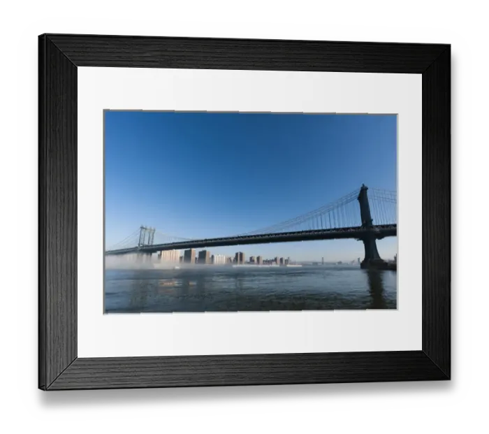 Framed Print : Manhattan bridge in the morning mist, New York City, USA