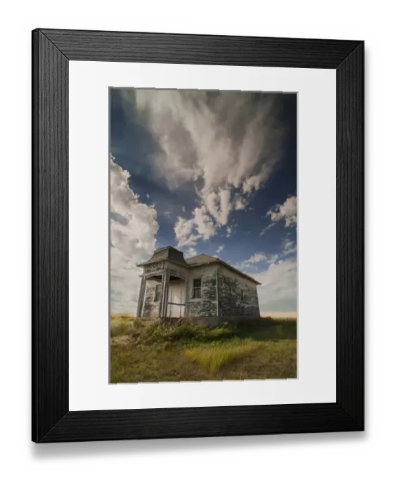 Framed Print : North America, USA, North Dakota, Abandoned Township Hall on the North Dakota praire