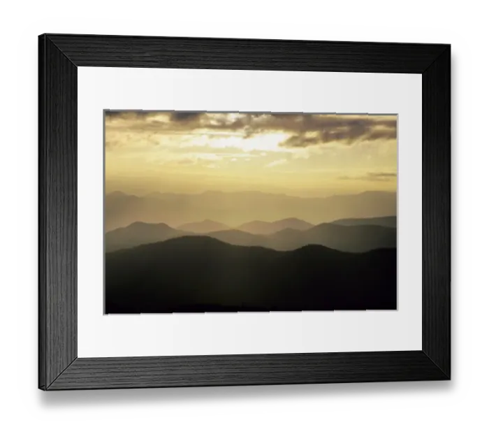 Framed Print : Sunset and mountains along Blue Ridge Parkway, NC
