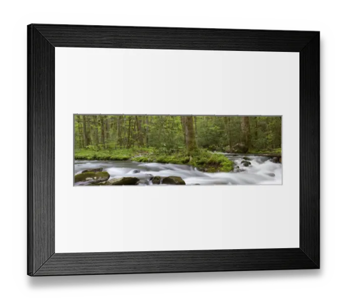 Framed Print : Panoramic of Straight Fork Creek in spring, Great Smoky Mountains National Park