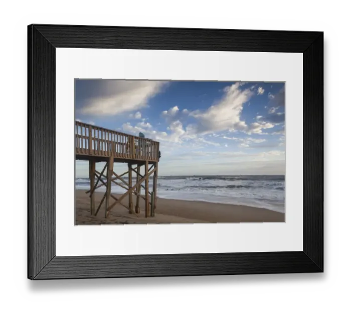 Framed Print : USA, North Carolina, Outer Banks National Seashore, Kitty Hawk, waterfront, dawn