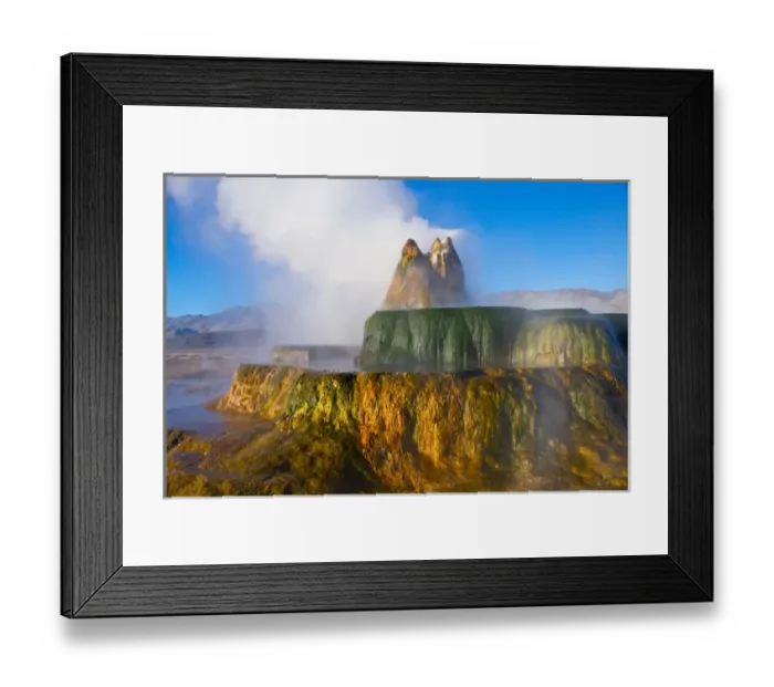 Framed Print : North America, USA, Nevada, Black Rock Desert, Fly Geyser, Erupting framed by Granite Framed Print : North America, USA, Nevada, Black Rock Desert, Fly Geyser, Erupting framed by Granite