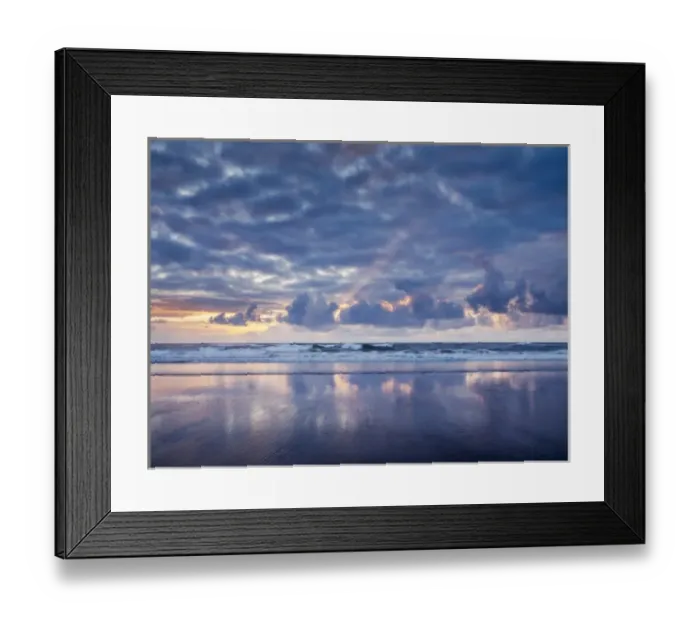 Framed Print : USA, Oregon, Florence, Sunset from North Jetty Beach