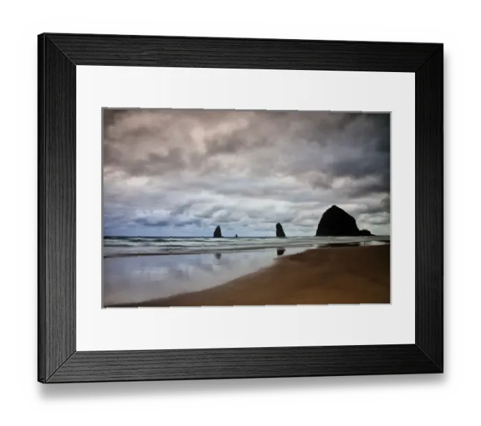 Framed Print : USA, Oregon, Cannon Beach. Haystack Rock at low tide