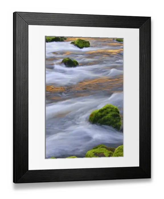 Framed Print : USA, Oregon, Willamette National Forest. McKenzie River flowing over moss-covered rocks Framed Print : USA, Oregon, Willamette National Forest. McKenzie River flowing over moss-covered rocks