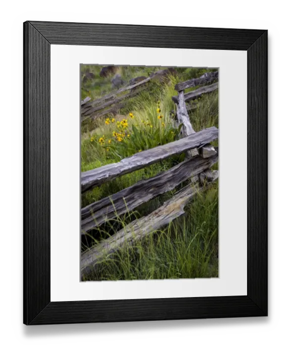 Framed Print : USA, Oregon, Smith Rock State Park. Split rail fence scenic