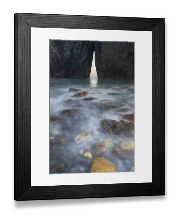 Framed Print : North America, USA, Oregon. Slow shutter speed of ocean spray over lichen covered rocks at arch Framed Print : North America, USA, Oregon. Slow shutter speed of ocean spray over lichen covered rocks at arch