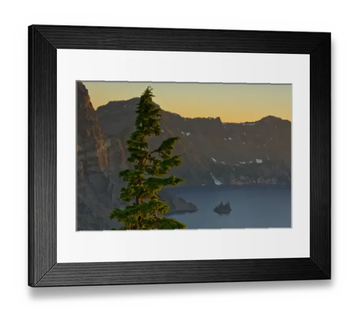 Framed Print : Phantom Ship and Crater Lake at Sunset; Crater lake National Park; Oregon; USA