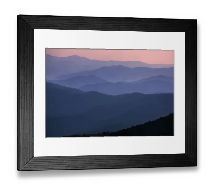 Framed Print : USA, Tennessee, Great Smoky Mountains National Park. Mountain ridges at sunset. Credit as