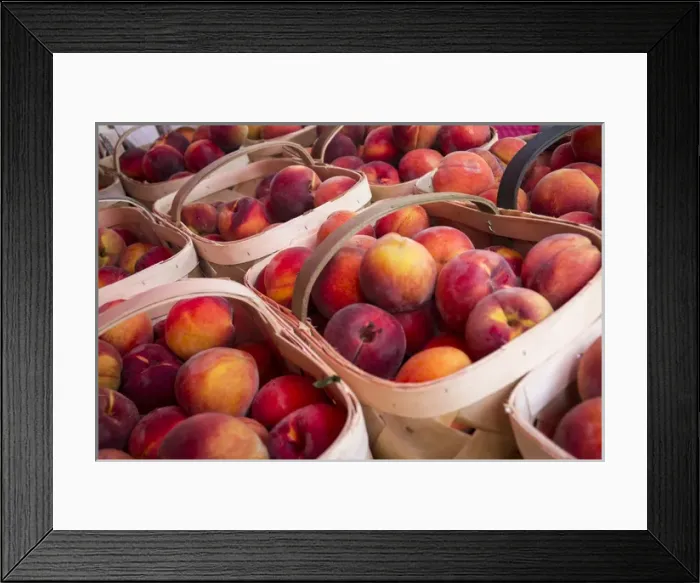 Framed Print : Peaches for sale at a farmers market, Charleston, South Carolina. USA Framed Print : Peaches for sale at a farmers market, Charleston, South Carolina. USA